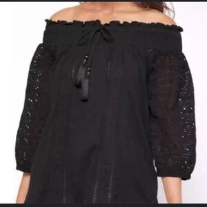 NWT Lauren Ralph Lauren Eyelet Off The Shoulder Smocked Top Summer Vacation